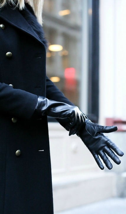 women in leather gloves